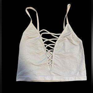 white corset stretch crop top Medium